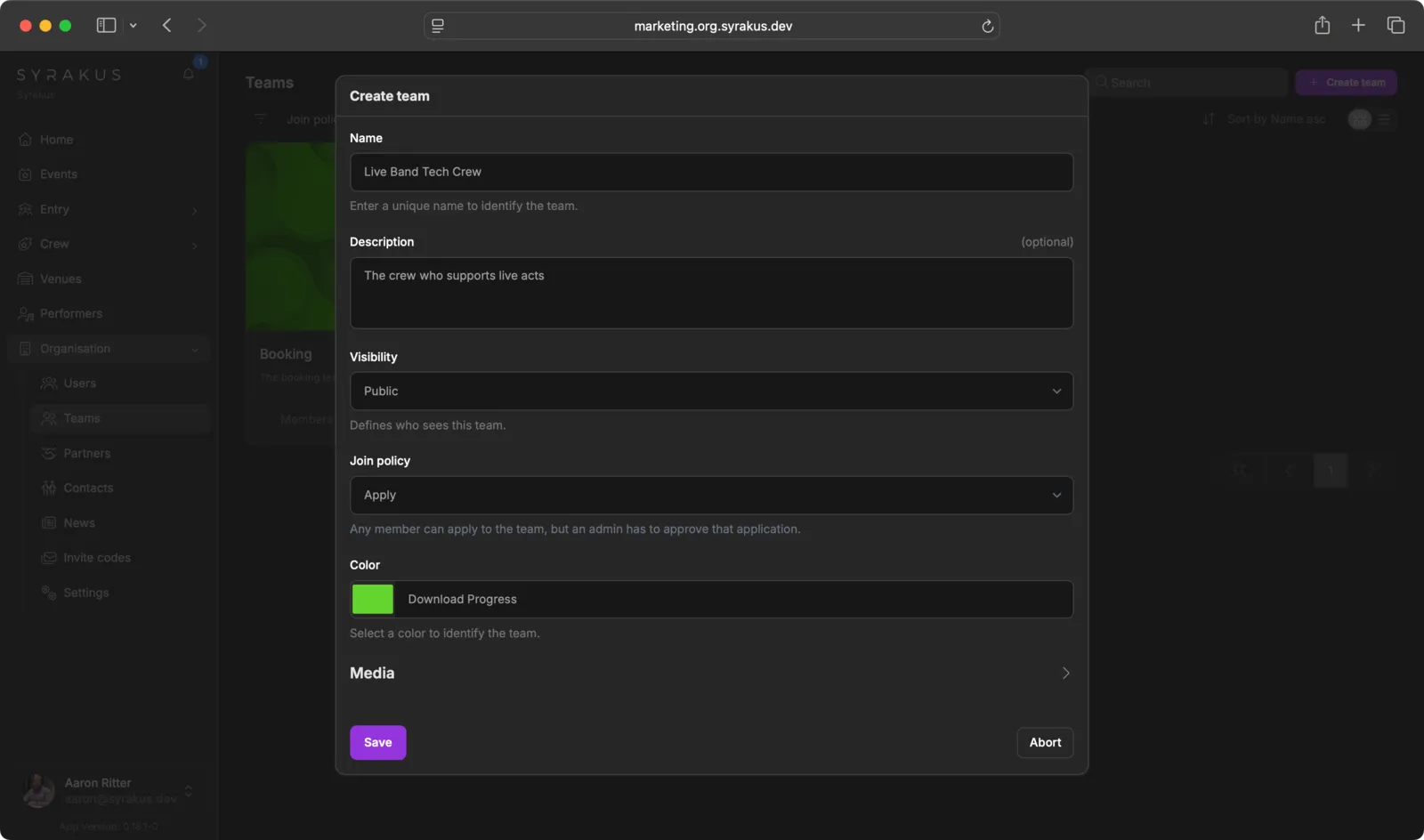 Create Team Form